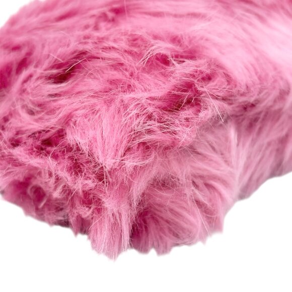 PRADA Vintage Logo Faux Fur Clutch Bag Pelliccia Zip Pink Silver [106049] - Picture 9 of 11